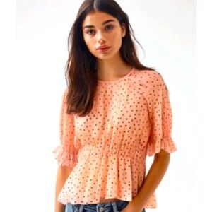 After Market Women Pink Dot Ankle Blouse, Size Large